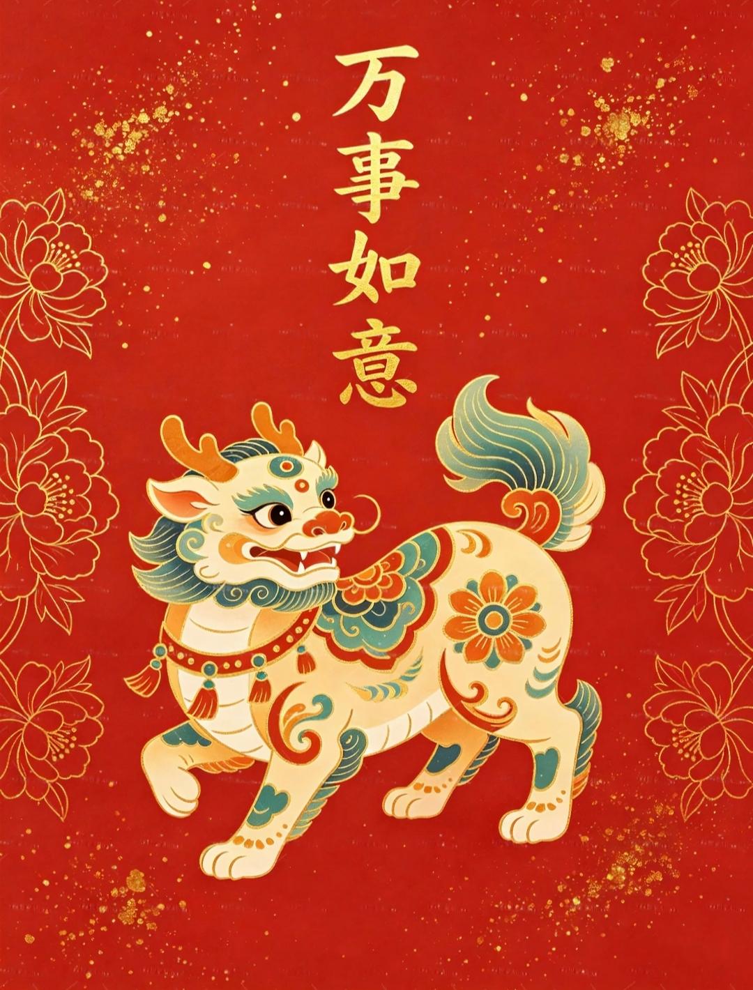财源广进万事胜意,平安顺遂年年有余传统文化传递正能量绘画祝福