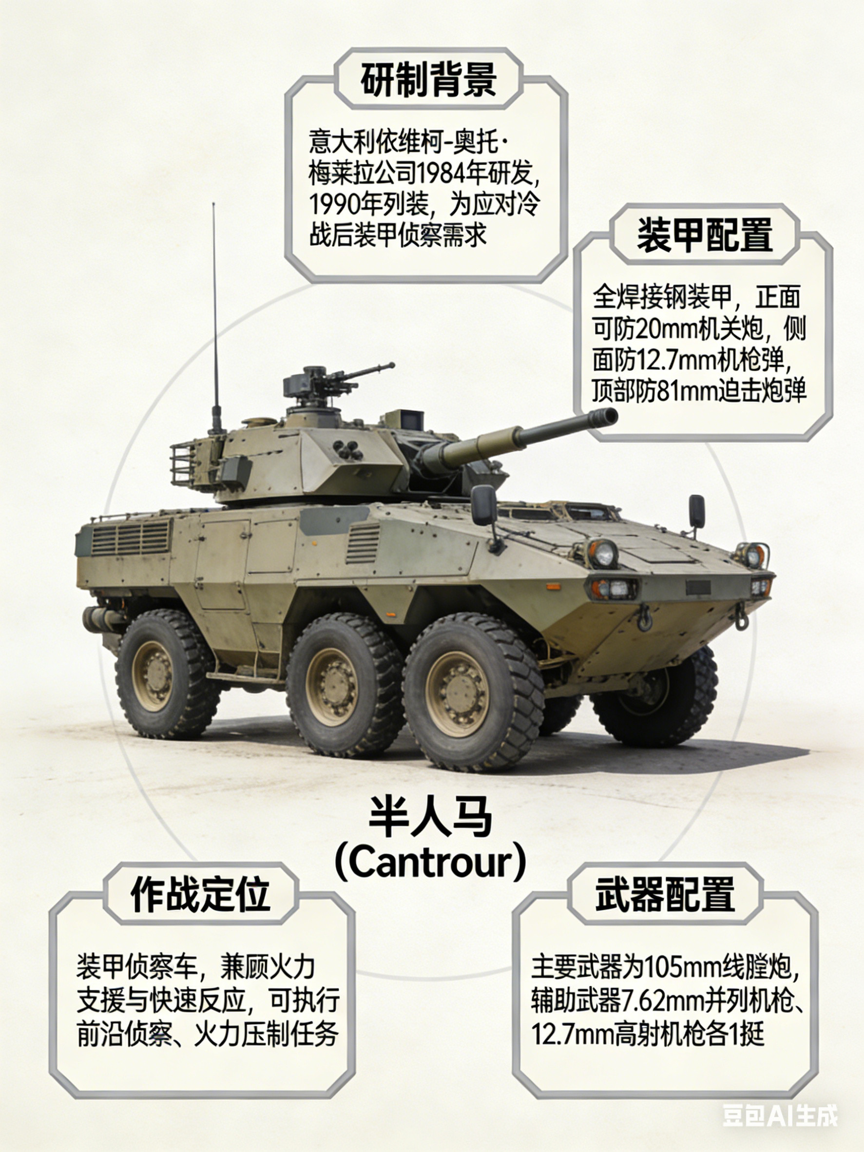 军事ai新视野意大利“半人马”装甲车“半人马”（Centauro）装甲车是意大