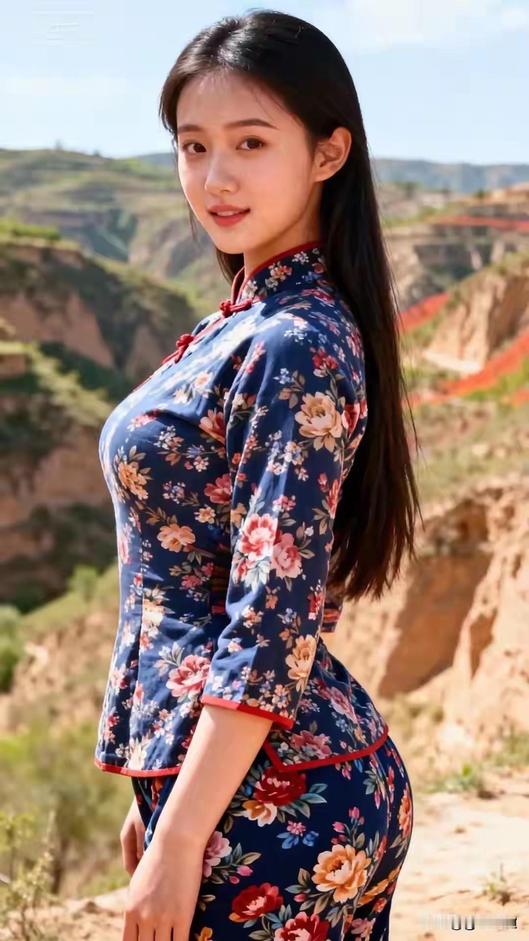 青山隐隐。农家娇女二八佳人，花容月貌玉质天成，美若天仙小家碧玉，楚楚动人