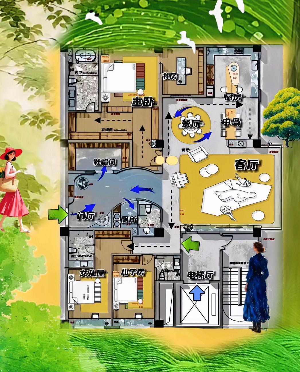 入口成形，不靠颜值靠动线出名，的眼红吧165㎡，其实19㎡门厅碰撞出，创新性火花