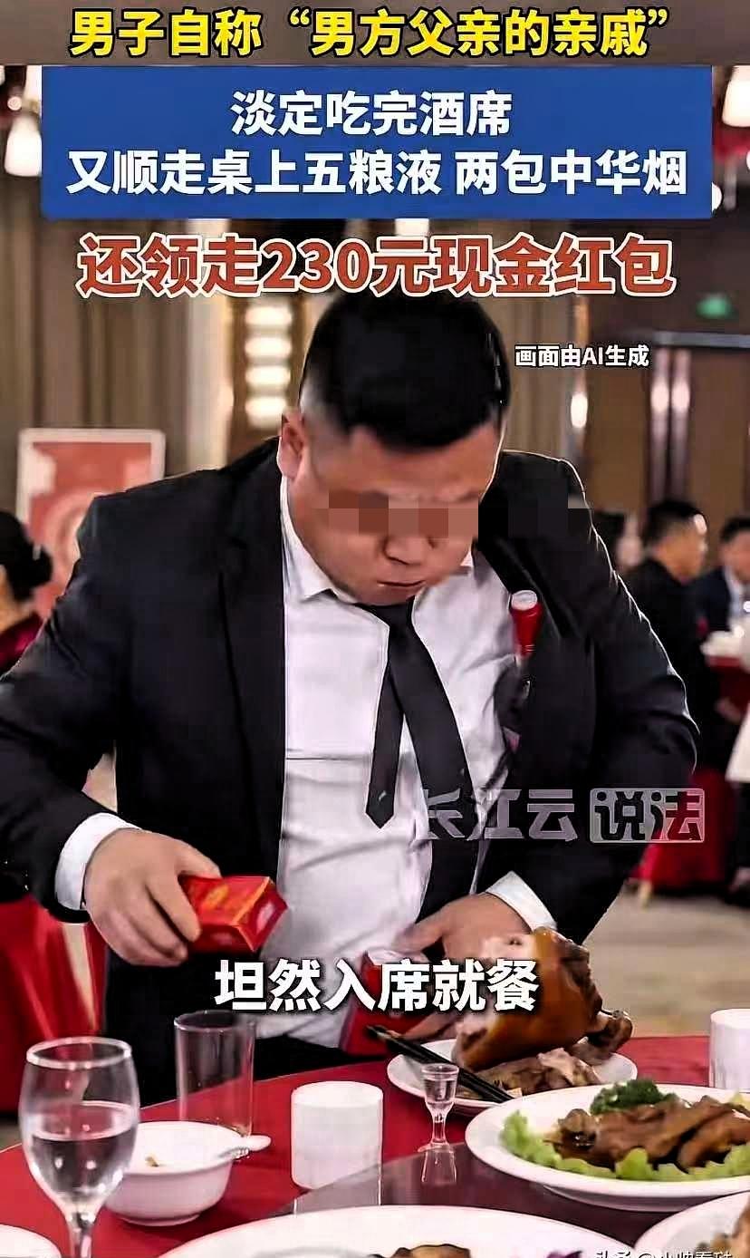 “想白嫖？”浙江温州，一男子在婚宴上冒称男方父亲的亲戚，淡定去吃酒席。从容混进婚