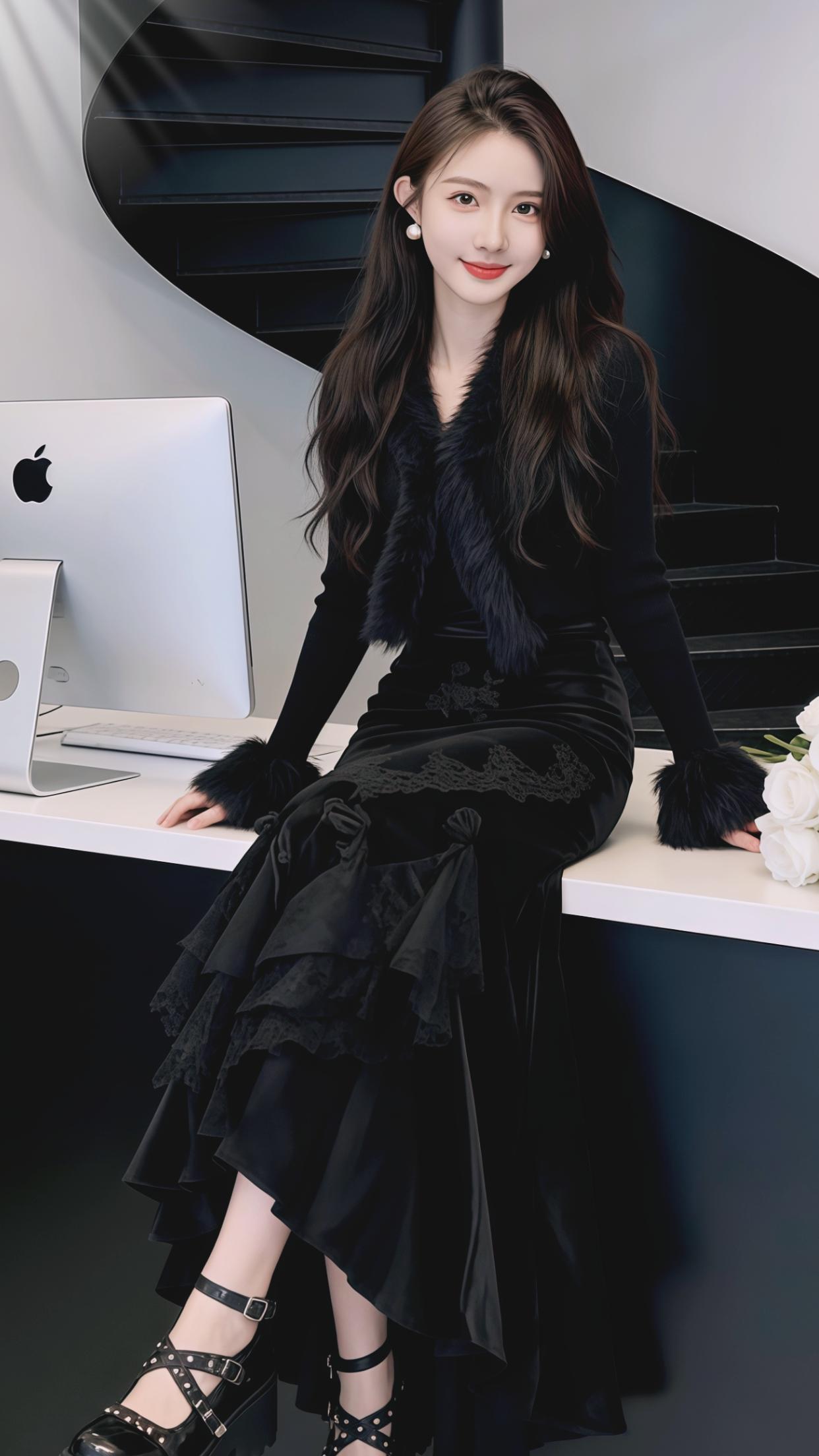 穿搭時尚黑色系鱼尾裙半身裙