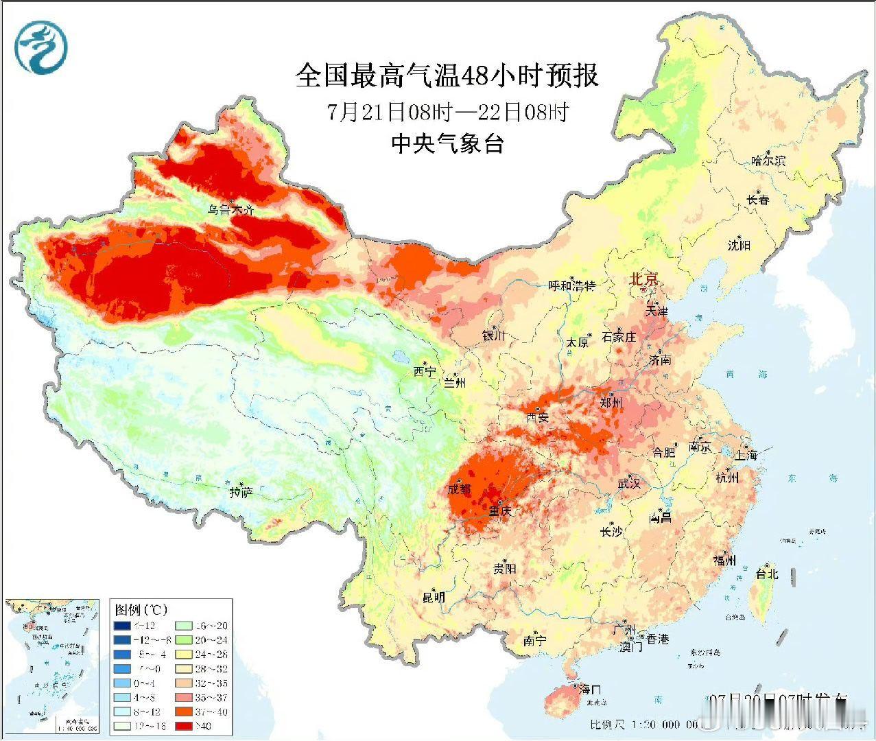 未来十天全国多高温天气西北地区哪儿海拔低，哪儿是沙漠，一目了然啊。