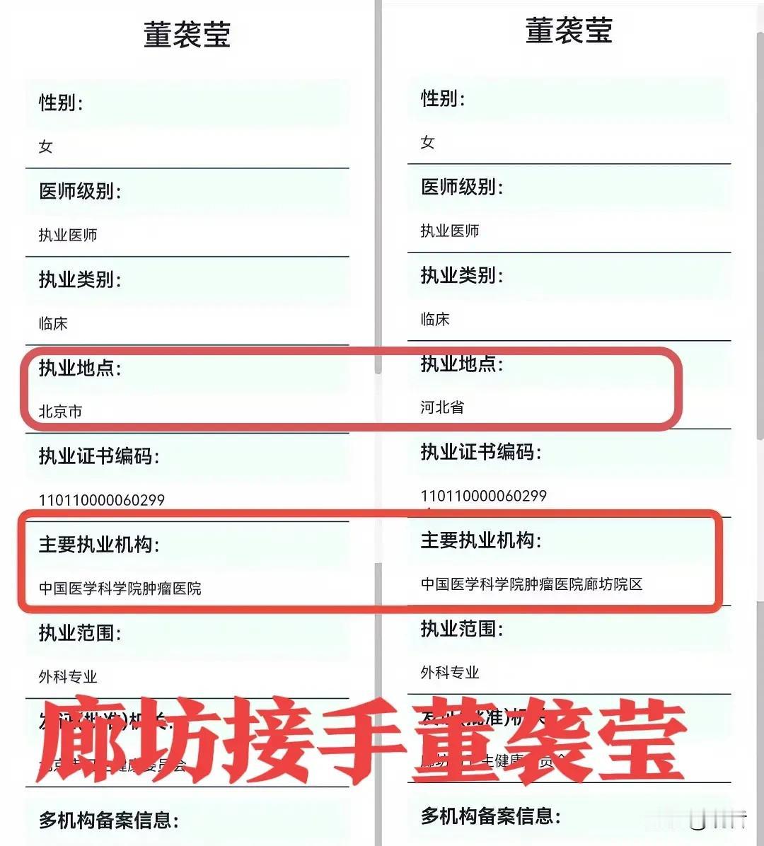 河北廊坊接了个烫手山芋！董袭莹，刚偷偷把执业资格从北京转到廊坊，就被查了，扒了下
