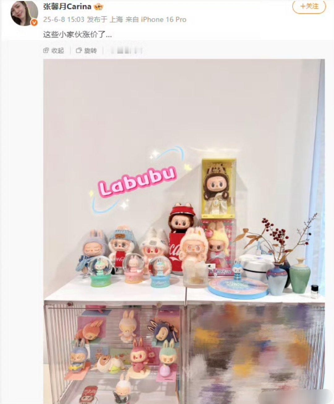 林峯老婆晒满柜labubu能抽个幸运粉丝送一个吗？例如我[doge]​​​