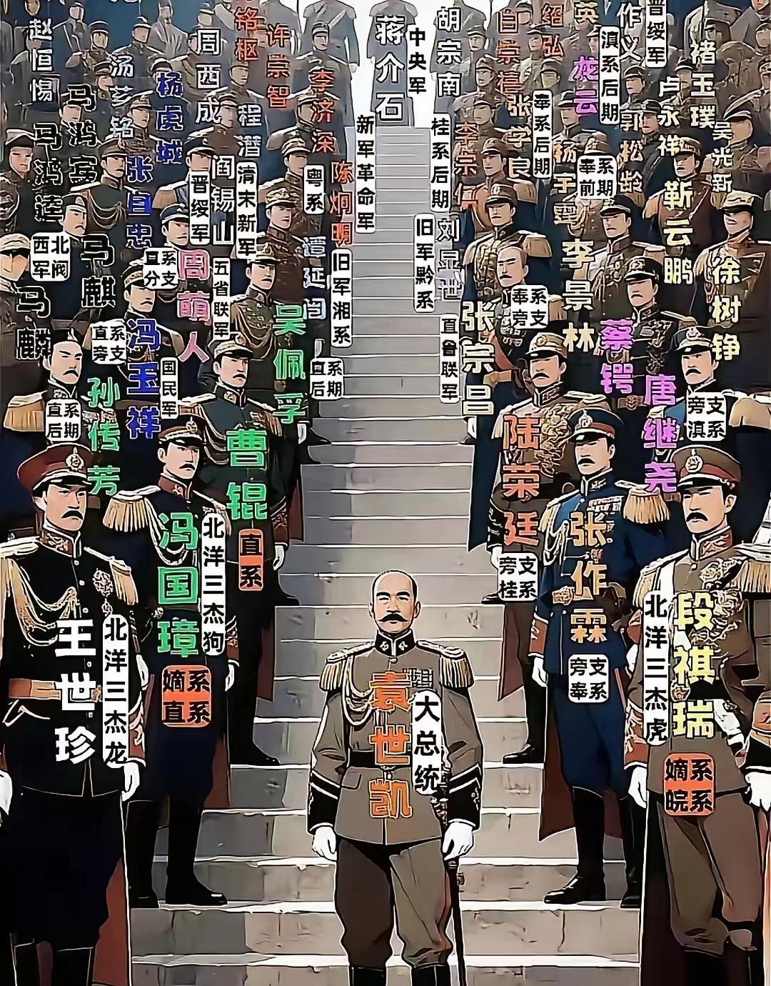 民国时期大军阀合影。