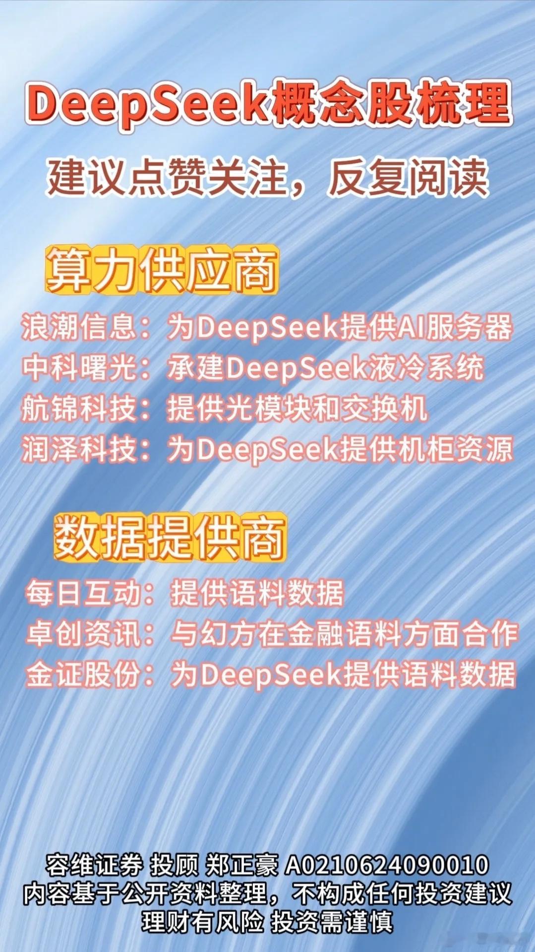 DeepSeek概念股梳理！