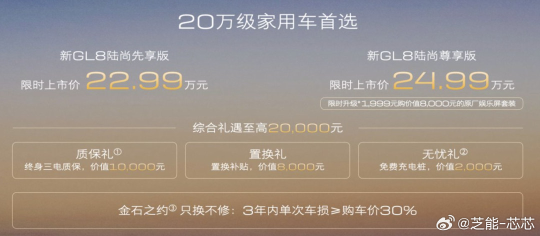 GL8陆尚把中大型插混MPV拉进20万级，22.99万起限时价。它押的是GL8这