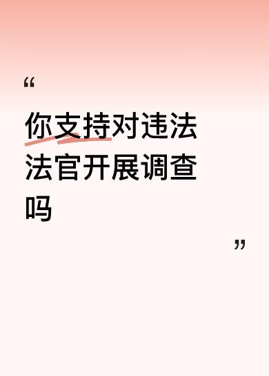 我坚决支持对违法法官开展调查。法官虽象征着司法公正，手握重权、肩负重任，但他们也