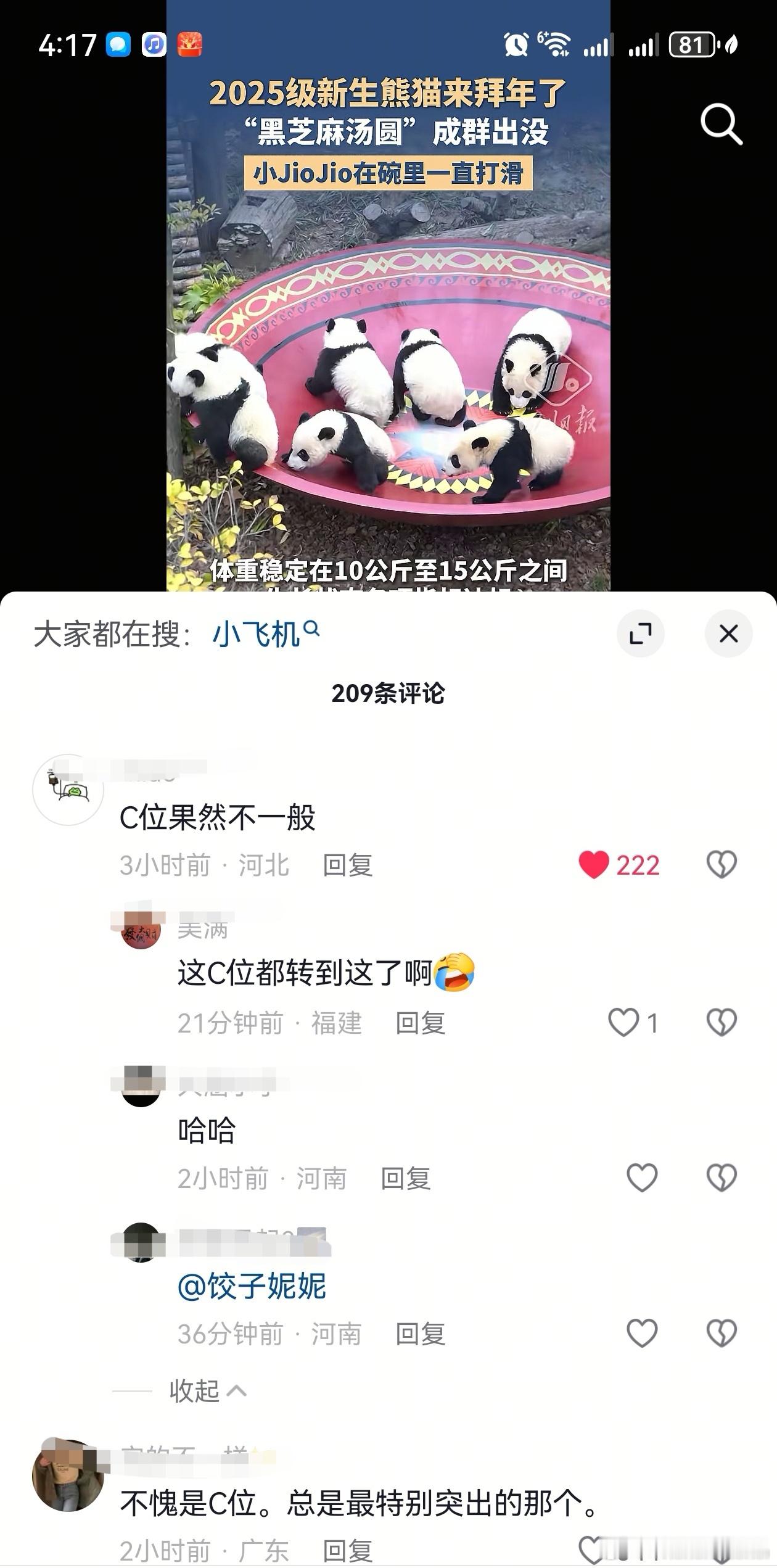 C位这个词都传到熊猫评论区了