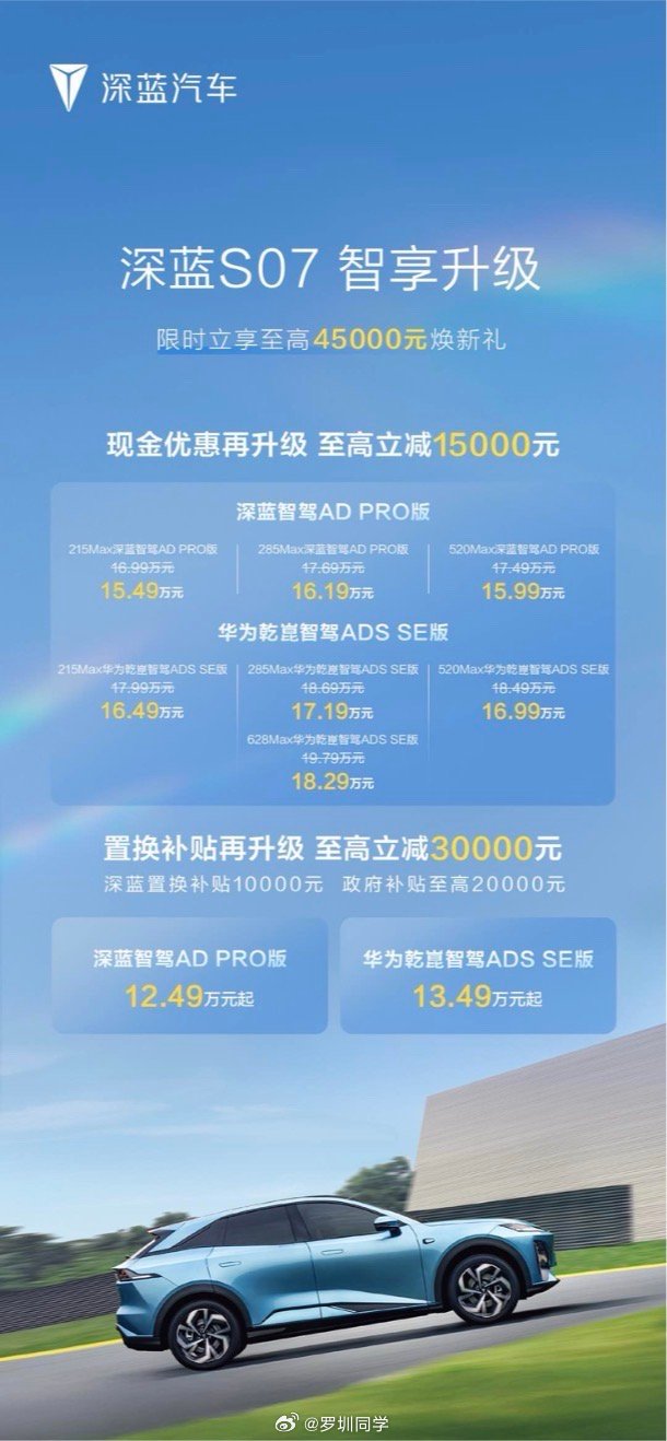 等等党又赢了，深蓝S07可以说5月大放价啊，推出限时优惠。具体内容如下：在20