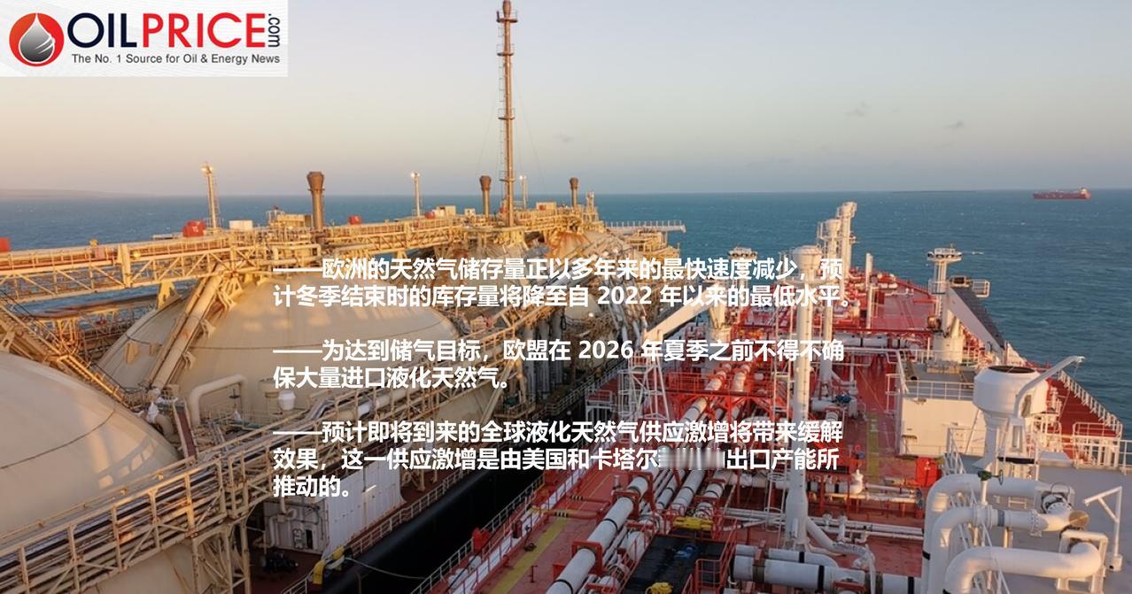 即将到来的液化天然气供应潮对欧洲来说是个好消息欧洲的天然气储存设施正以多年来