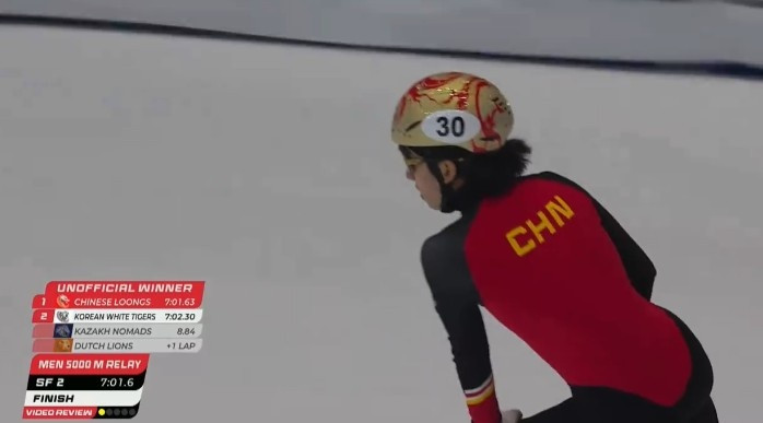 短道速滑世巡赛男子5000米接力: 中国队晋级决赛, 将和韩意加争冠