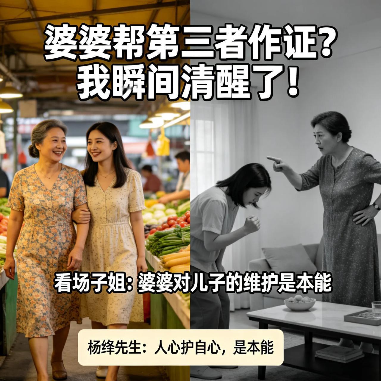 婆婆帮第三者作证？我瞬间清醒了！看场子姐那段分享，我心里咯噔一下，真的太现