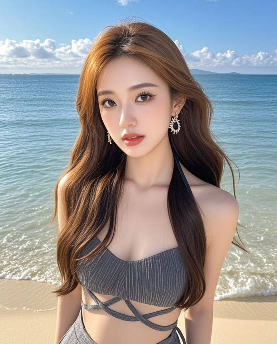 海风偷偷轻吻她的发丝。