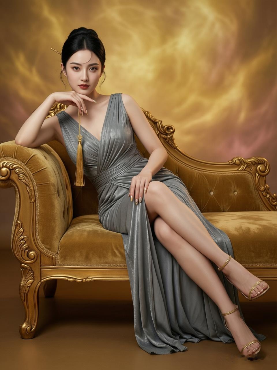 优雅女神，金光闪耀的奢华时刻