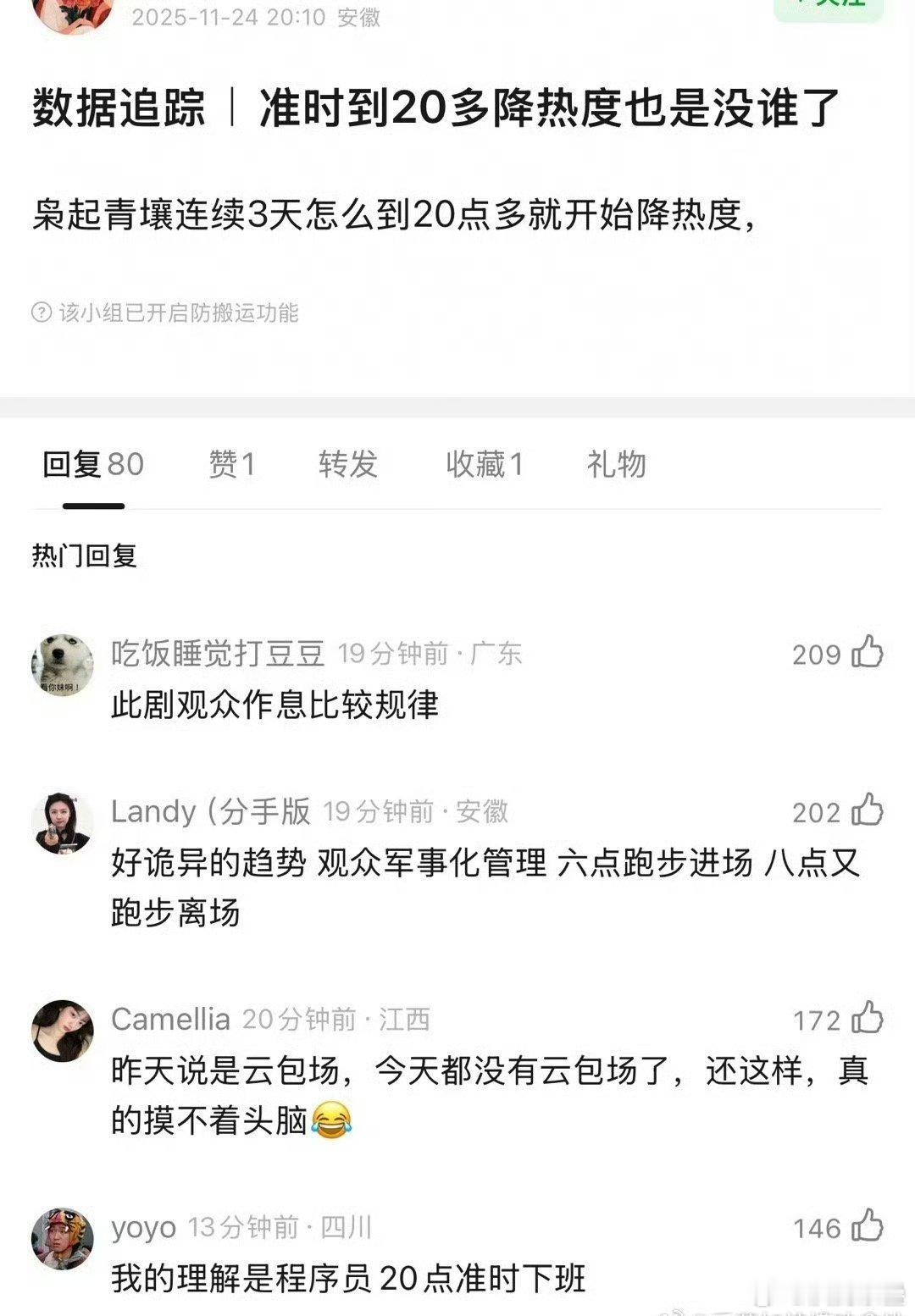 粉丝说“18点更新，观众习惯更新就来看，20点差不多刚好看完啦”我的评价是这个程
