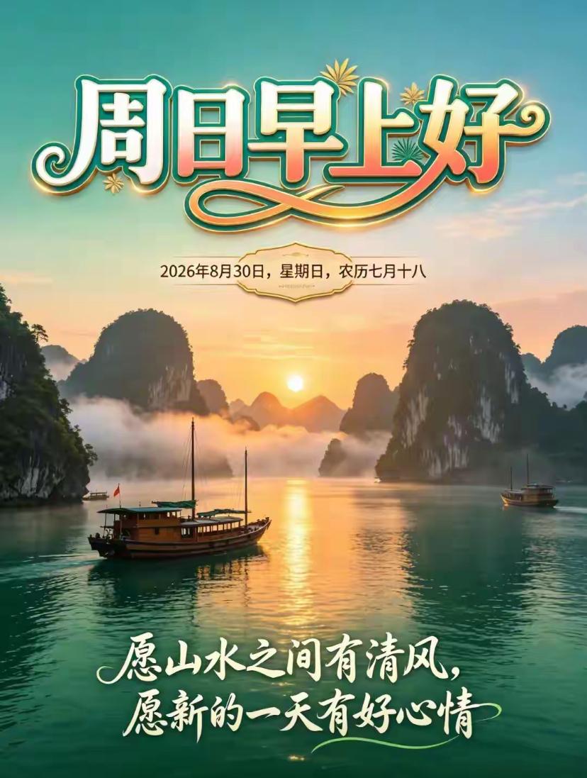 2026./8月30日，周日早安，秋纳人间百福，流年一路和顺☘️