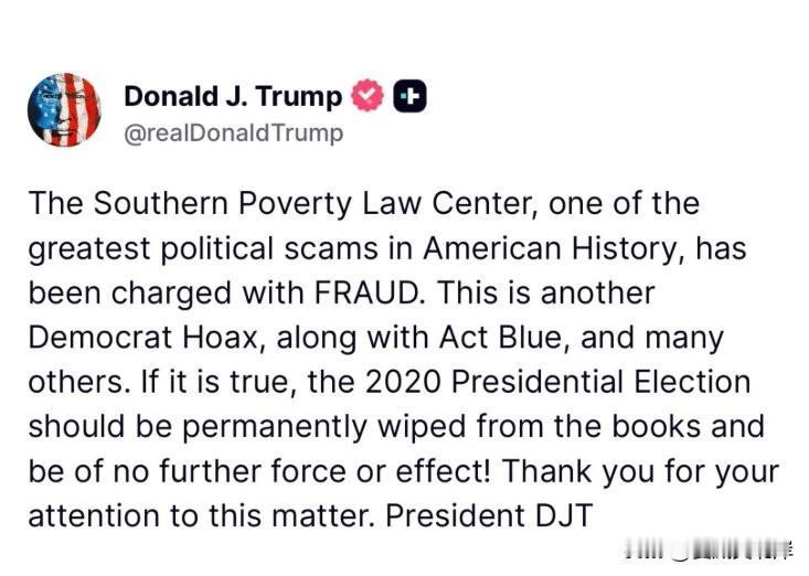 【川言川语】川普称2020年大选应当作废。“南方贫困法律中心（Southern