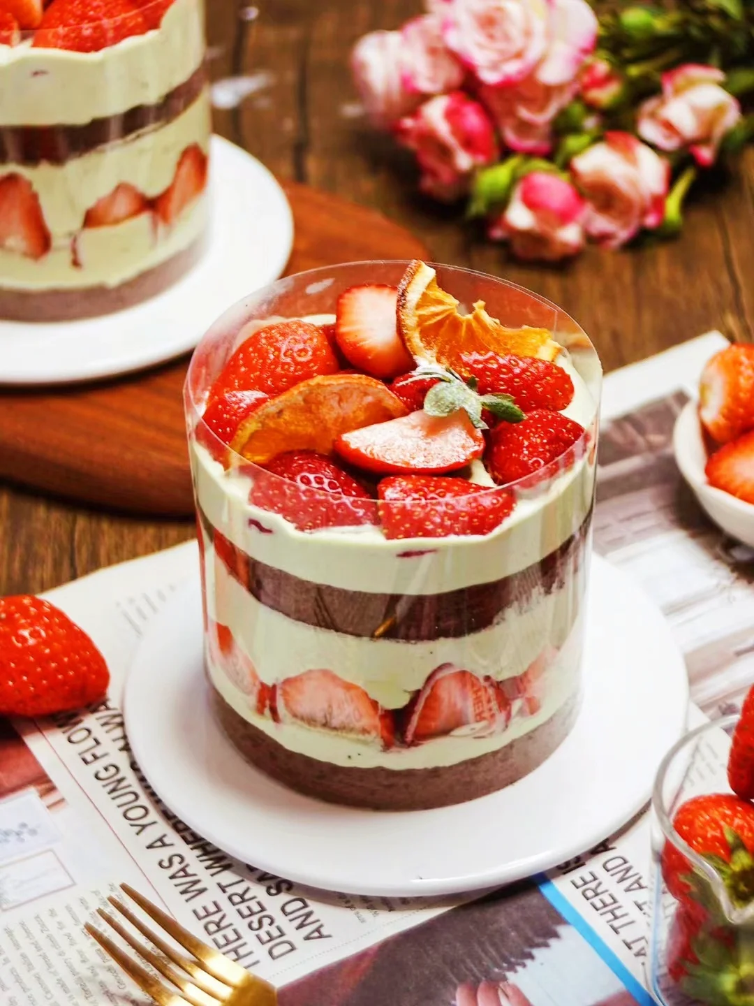 冬日限定❄️自制高颜值的抹茶草莓蛋糕🍓