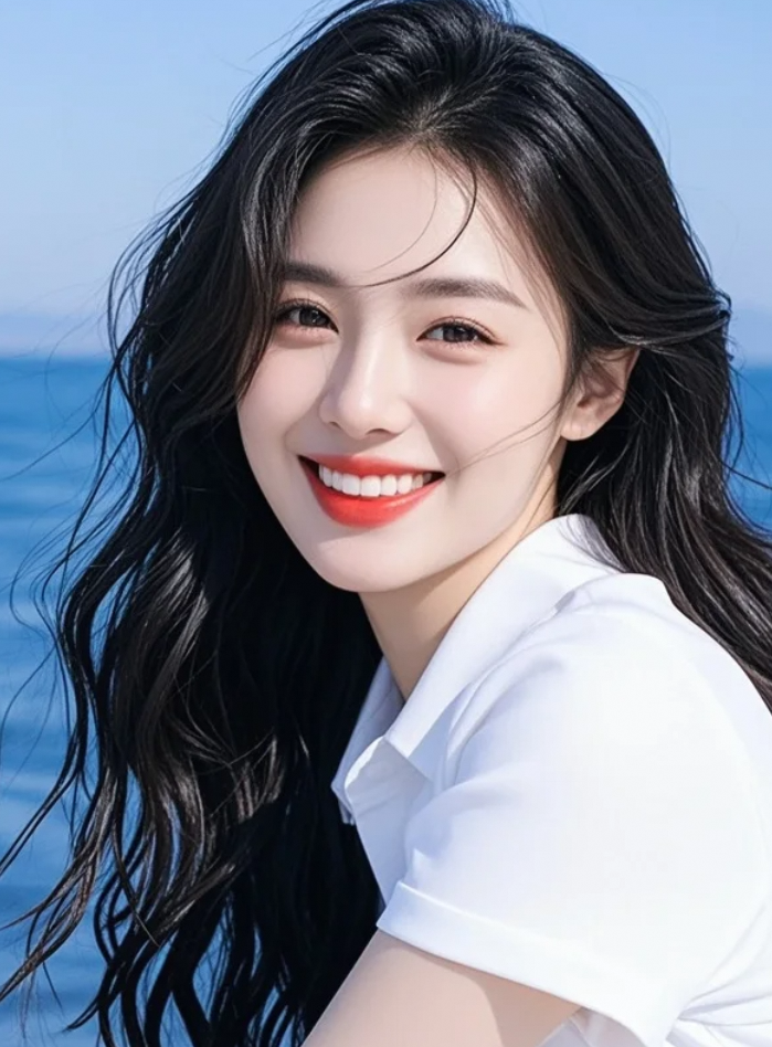 阳光透过她的发丝，美得像是从画报里走出来的女神