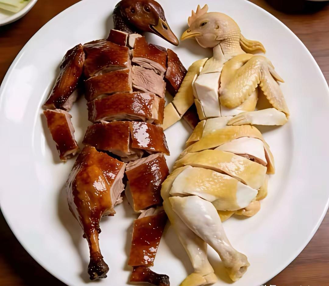 有意思！鸭爸爸和鸡妈妈同时上了餐桌，但我可下不去口网上见这一图片，我惊呆了。