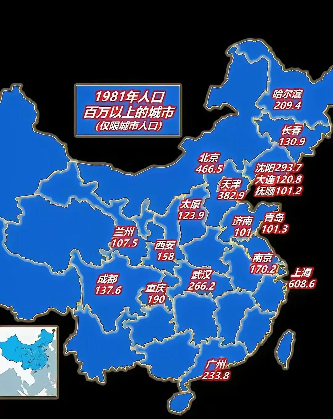 三十年河东三十年河西。40年前中国城市人口超过100万的城市共有18个，其中北方