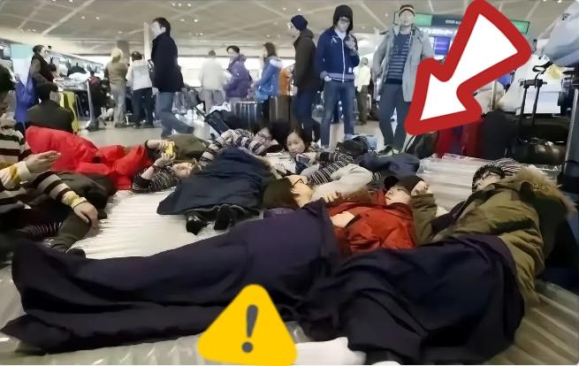 日本机场打地铺！这波教训太痛了！日本机场华人没听劝告，滞留机场中国取消12条
