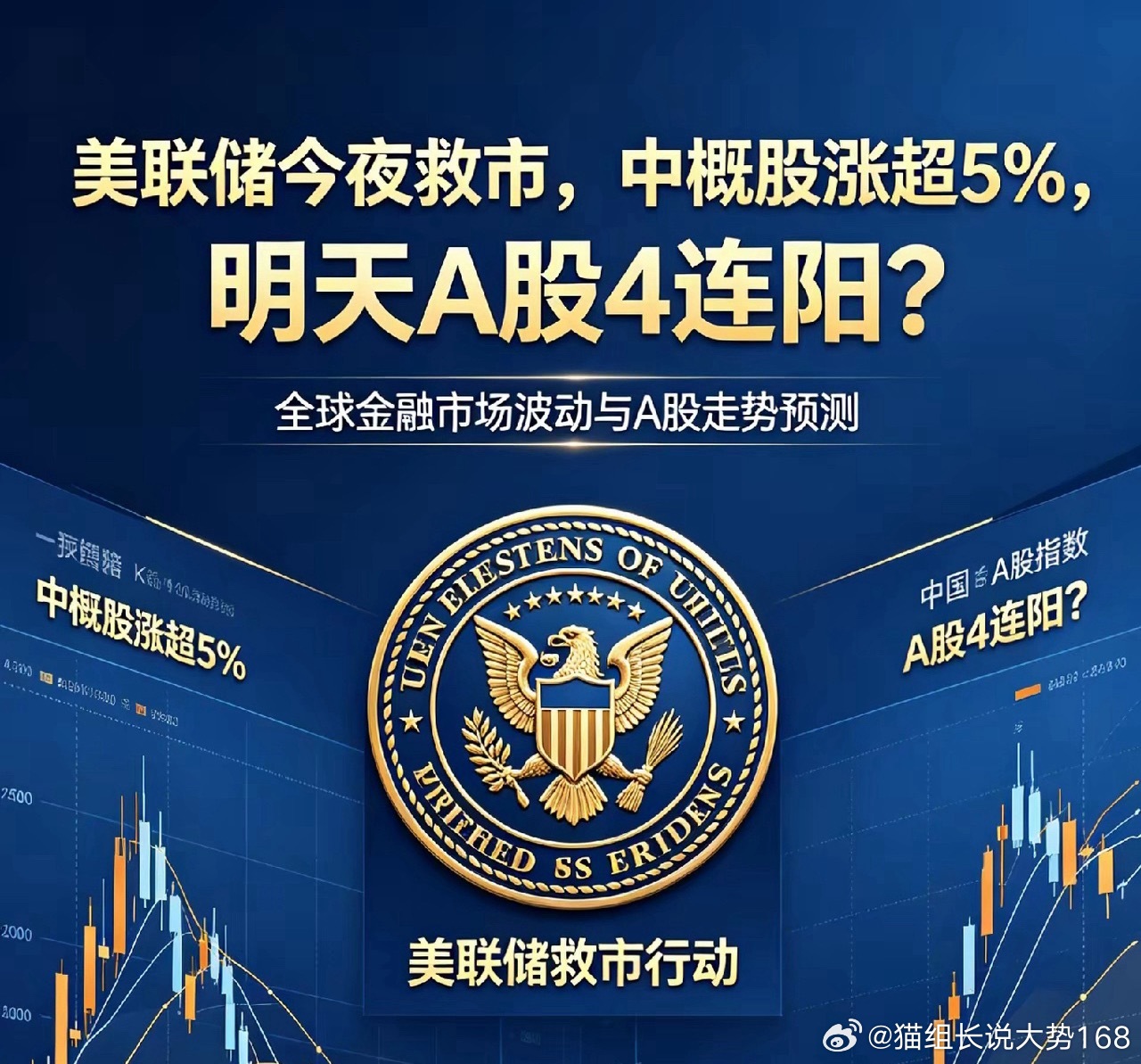 美联储今晚释放救市信号，中概大涨超5%，明天A股能拿下4连阳吗？先梳理几条今晚关