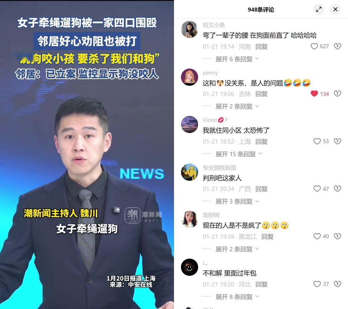 上海牵绳遛狗的姑娘被一家四口围殴这事，我看大家都在喊让他们里面过年，这事能不能成