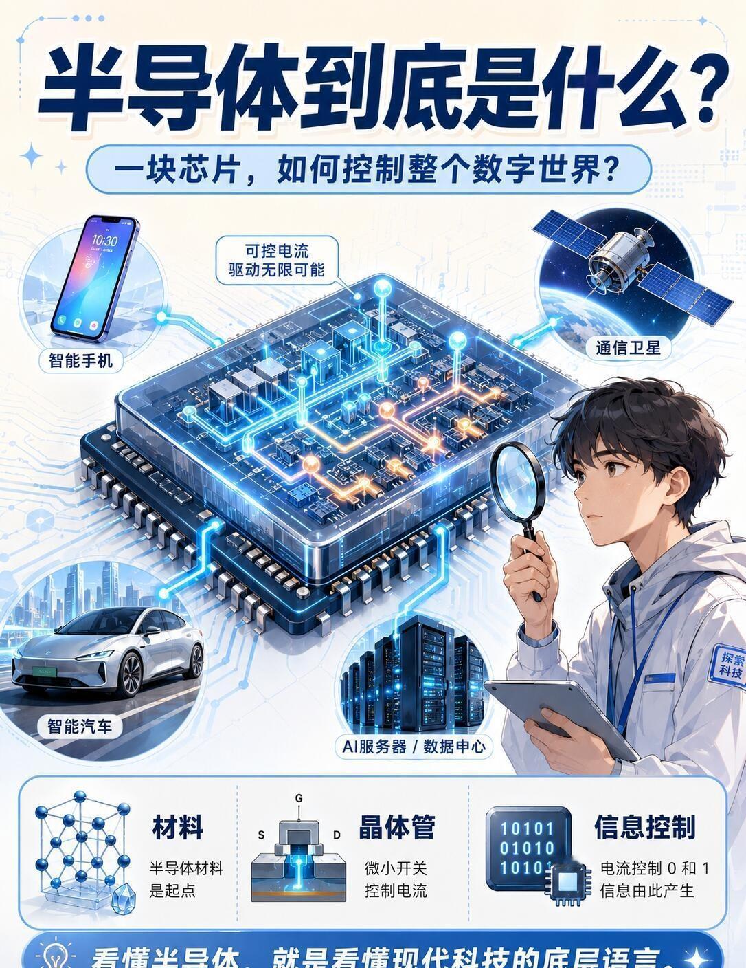 半导体到底是什么？半导体=平时不导电，一刺激就导电的“戏精材料”。再简单