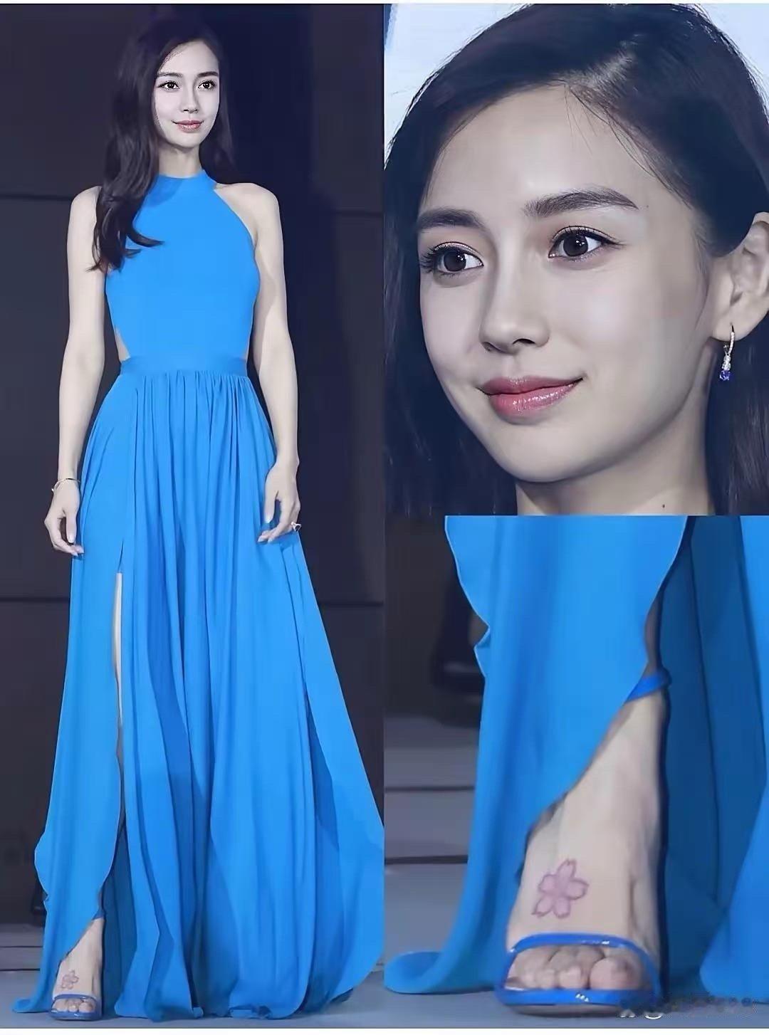 谁能想到杨颖这么绝！脸蛋惊艳不说，脚丫子也长得好看，从头到脚都透着精致感～