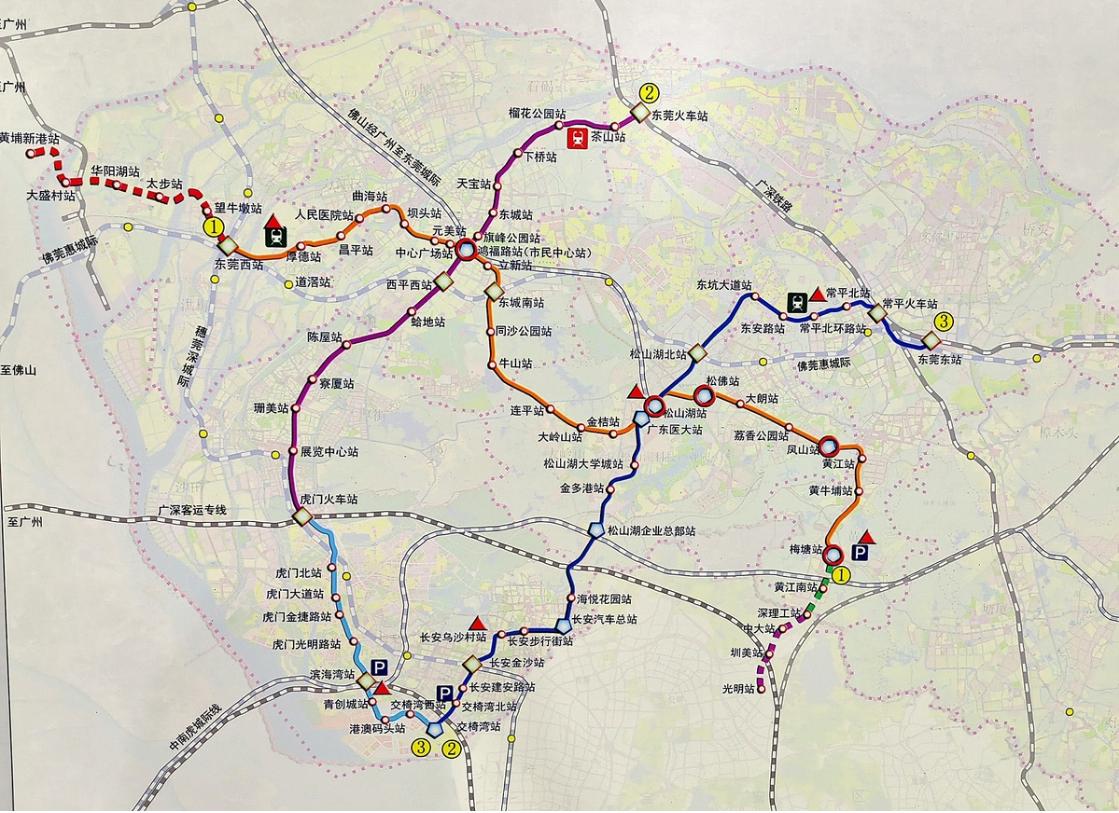 东莞要尽早落实3号线建设，3号线连接常平（东莞东站）与虎门，途径松山湖，沿线都是
