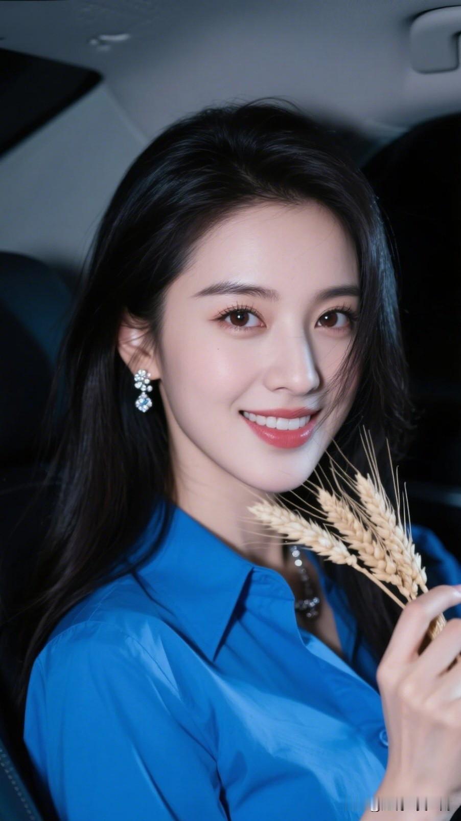 笑语盈盈暗香来，车中美人如画中。37岁大龄剩女还能找到对象吗?车内甜美少女，蓝