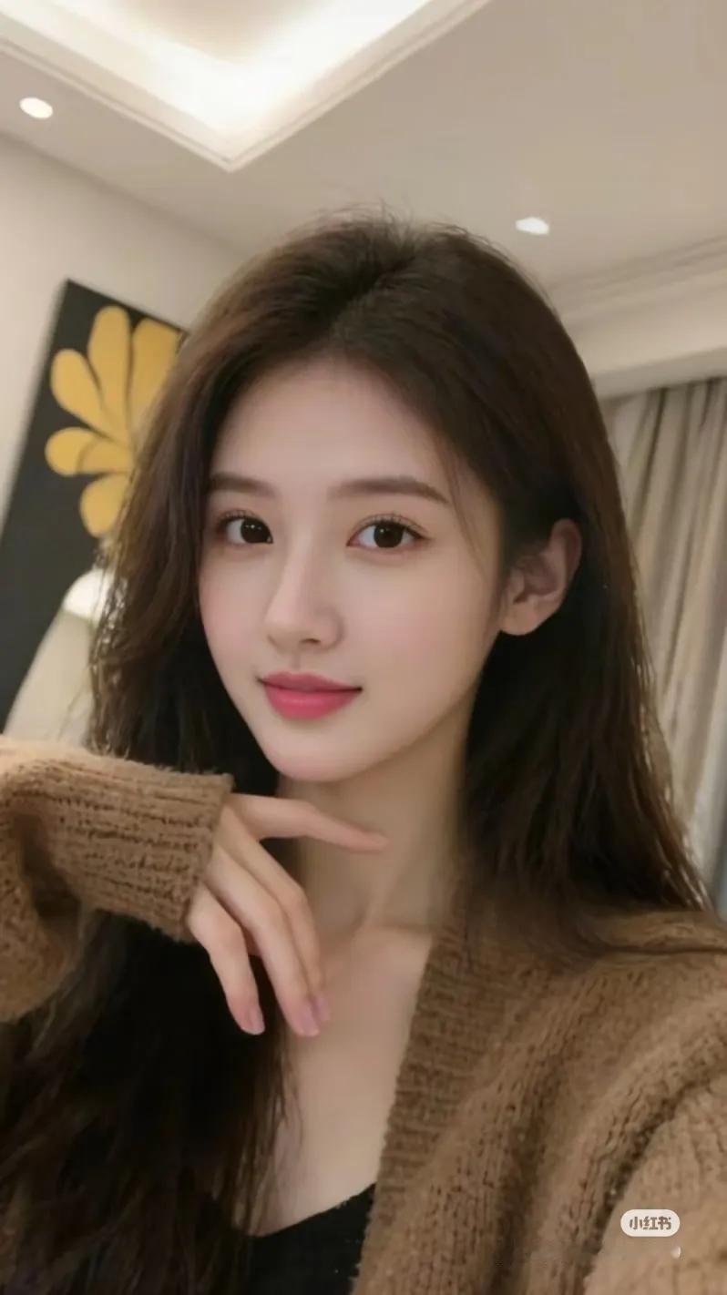 温柔甜美的自拍，暖色调毛衣搭配，少女心满满！街拍高清美女