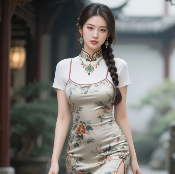 旗袍裹身显丰姿，风情万种入梦时