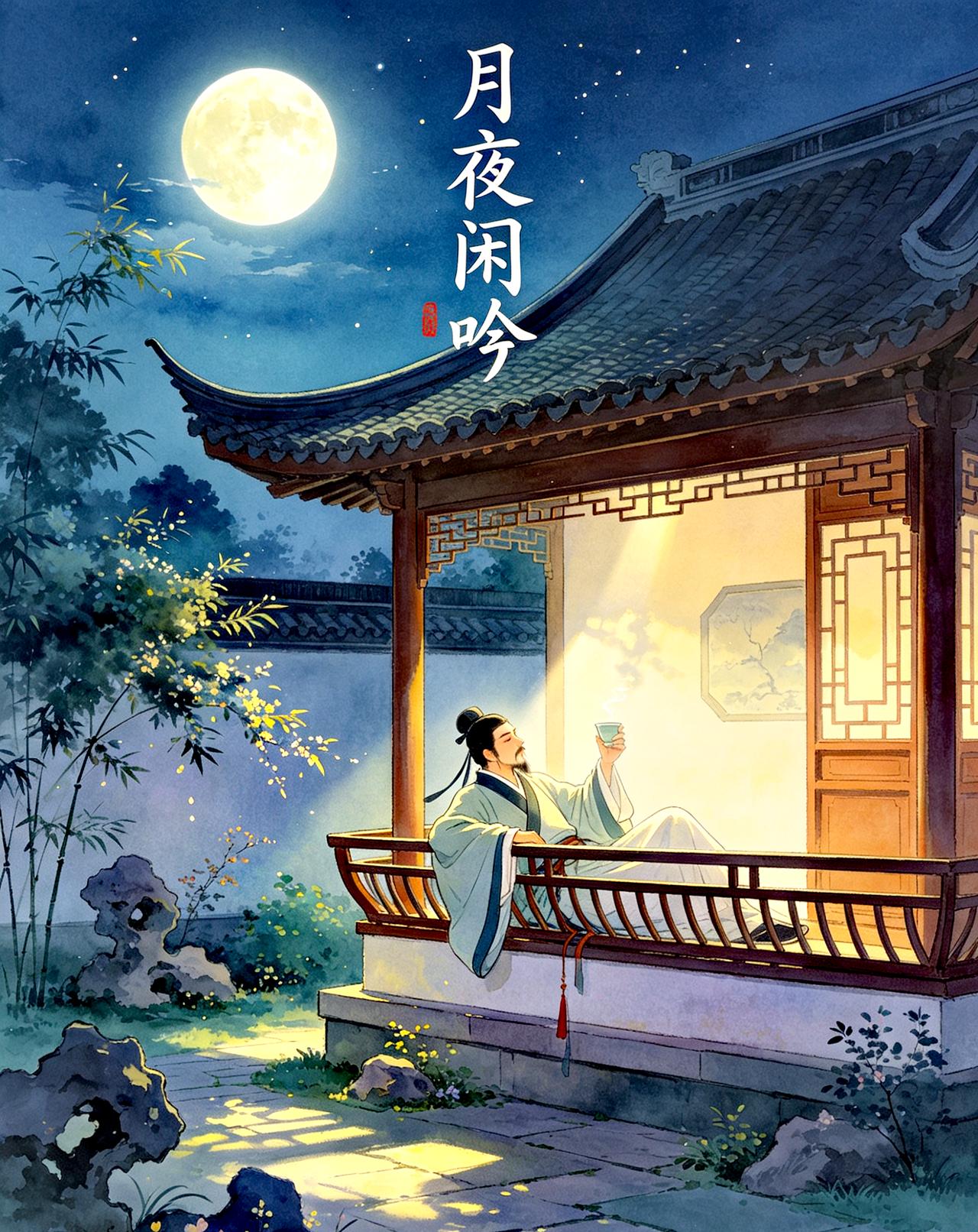 【原创作品】七绝•月夜闲吟文/张和平晚风拂槛月华柔，静赏清辉醉小