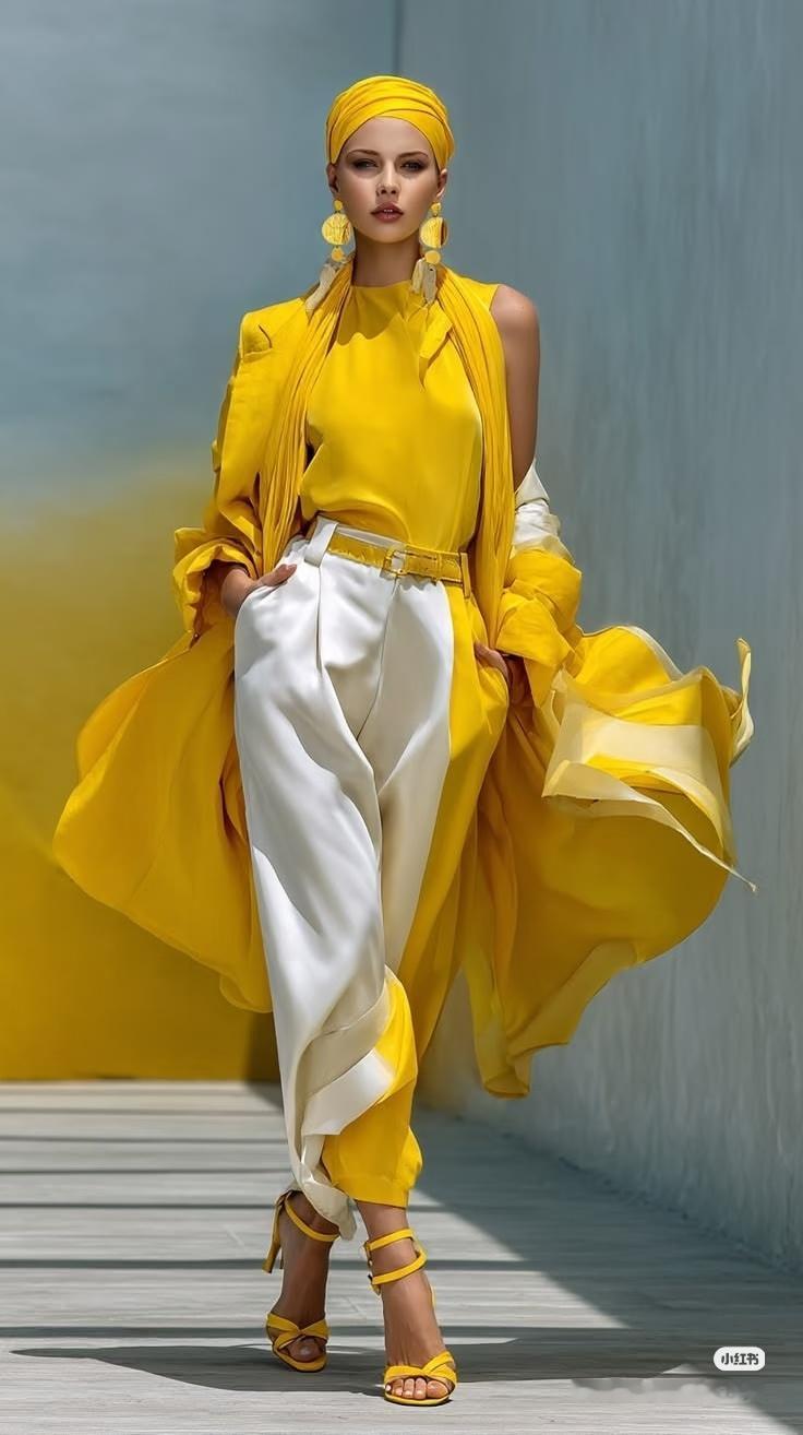 现在的黄衣服太懂年轻人了。那种高饱和度的亮黄，配上赛博风的设计，又潮又有排面。穿