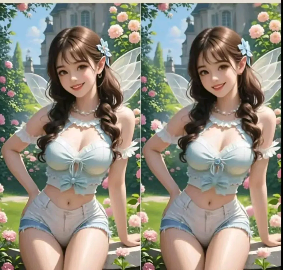 考眼力美女找不同，你能找到几处？找到6处及格找到8处优秀找到10处以上封神