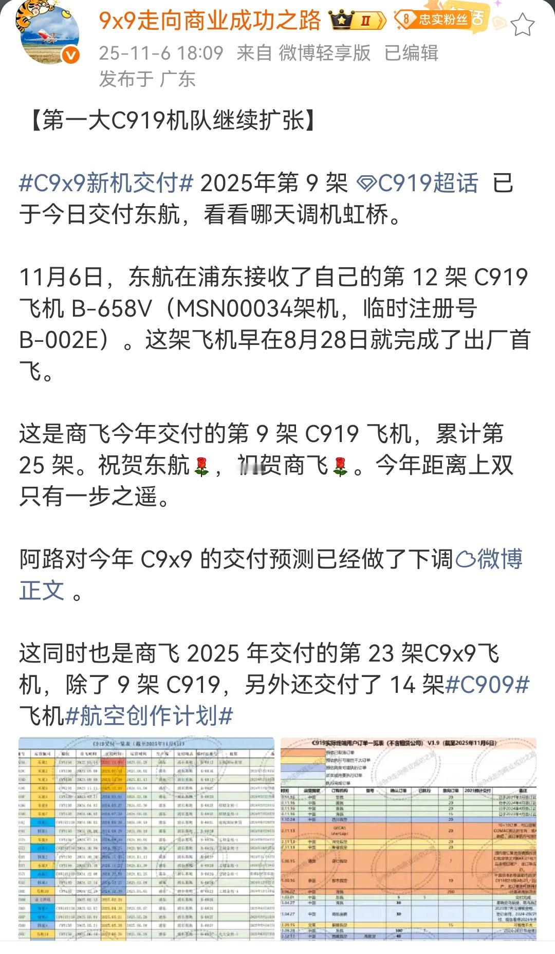 中国商飞今年生产的第9架C919交付给东航！距离去年生产数量12架仅一步之遥！