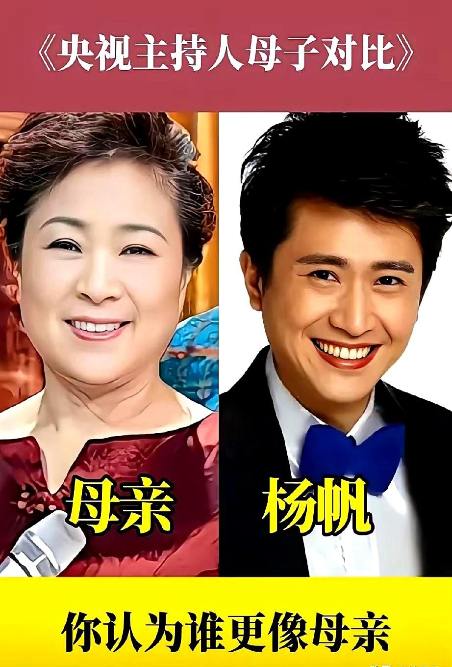 5位央视主持人和妈妈的合影一出来，很多人第一眼都在比“像谁”。杨帆那股明朗劲儿