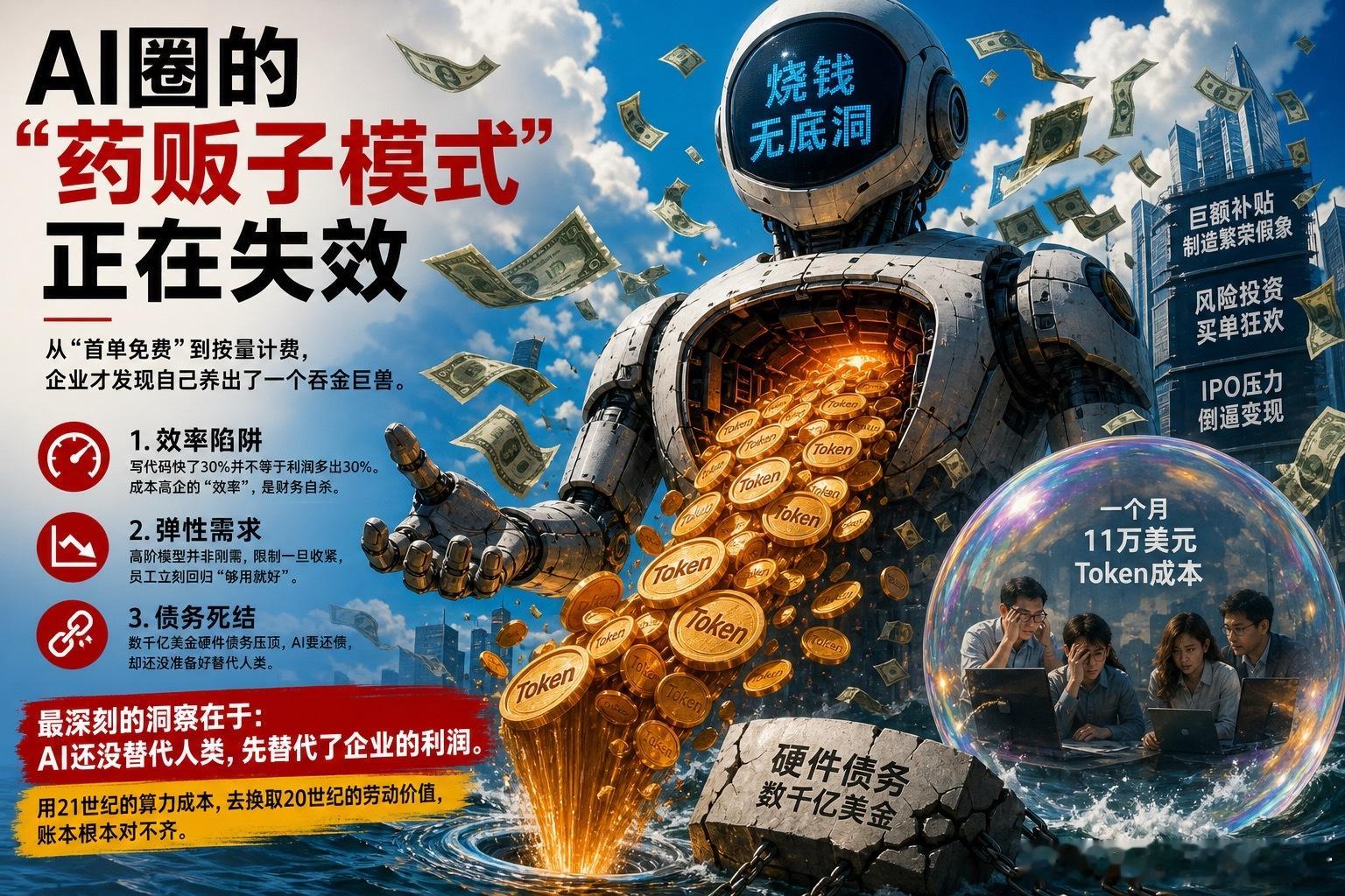 【AI幻觉破灭：从“无限白嫖”到“Token破产”的硬着陆】  AI圈...