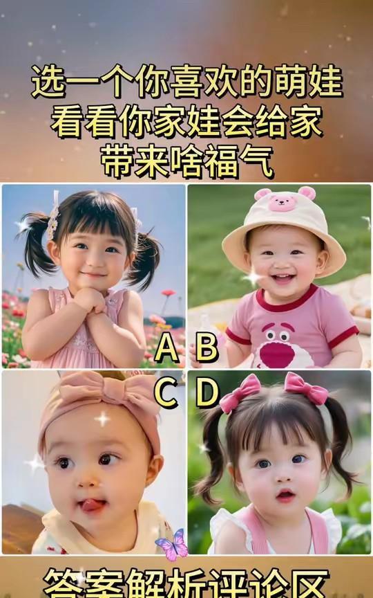 看看你家娃会给你家带来啥福气？选一个你喜欢的萌娃，看看你家娃会给家带来什么福气