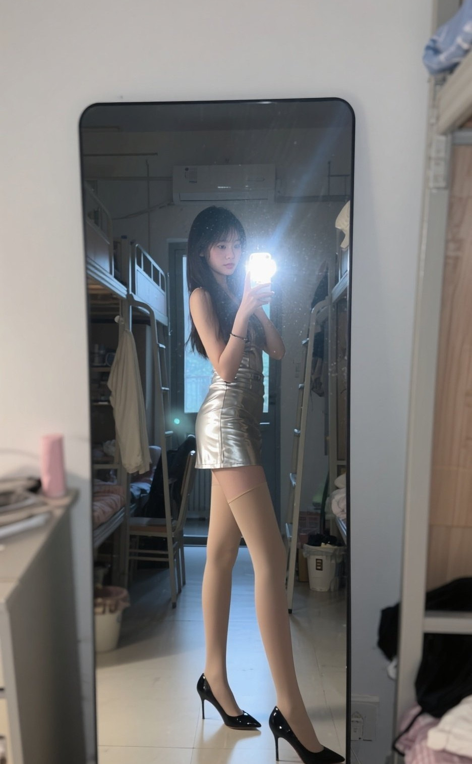 娇媚少妇秀美腿，高跟轻点赴约路
