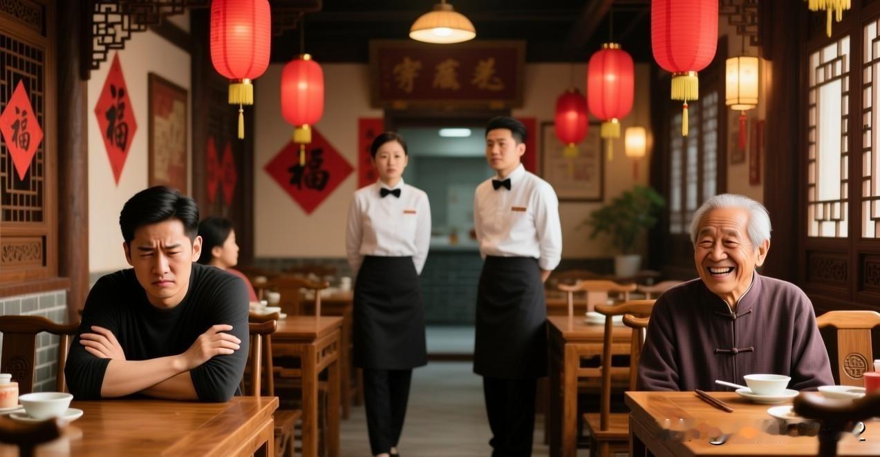 今天跟老爹吵架，俩人都在气头上，为了眼不见心不烦，进了饭店直接分桌坐。我气他，把