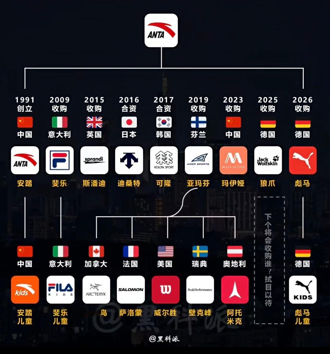 中国安踏也太猛了吧，全球这么多体育品牌都是他家的了，下一个会不会是阿迪和耐克？