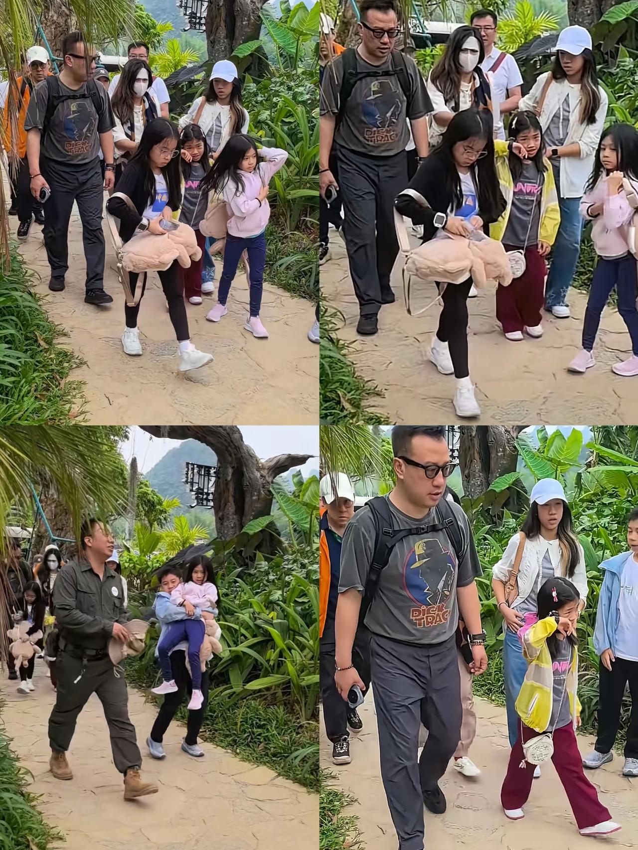 清明假期霍启刚带三娃现身广西崇左，12岁霍中曦的长子风范直接圈粉无数。孩子们全