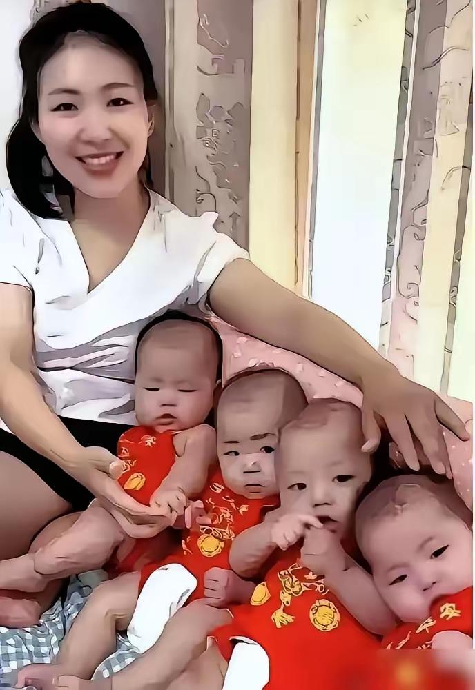 上海一女子产检，竟怀了四胞胎，全家都乐翻了。分娩时，她老公在产房外一直念叨“三女