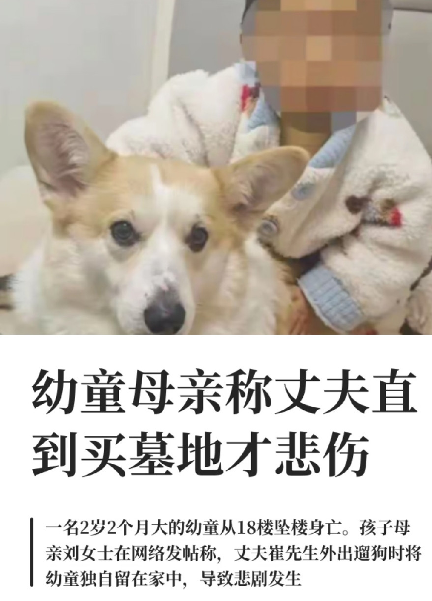 幼童坠亡事件：父亲把2岁孩子独自放家里，然后去遛狗；孩子出事，不悲伤不难过，还说跟自己没关系；被妻子