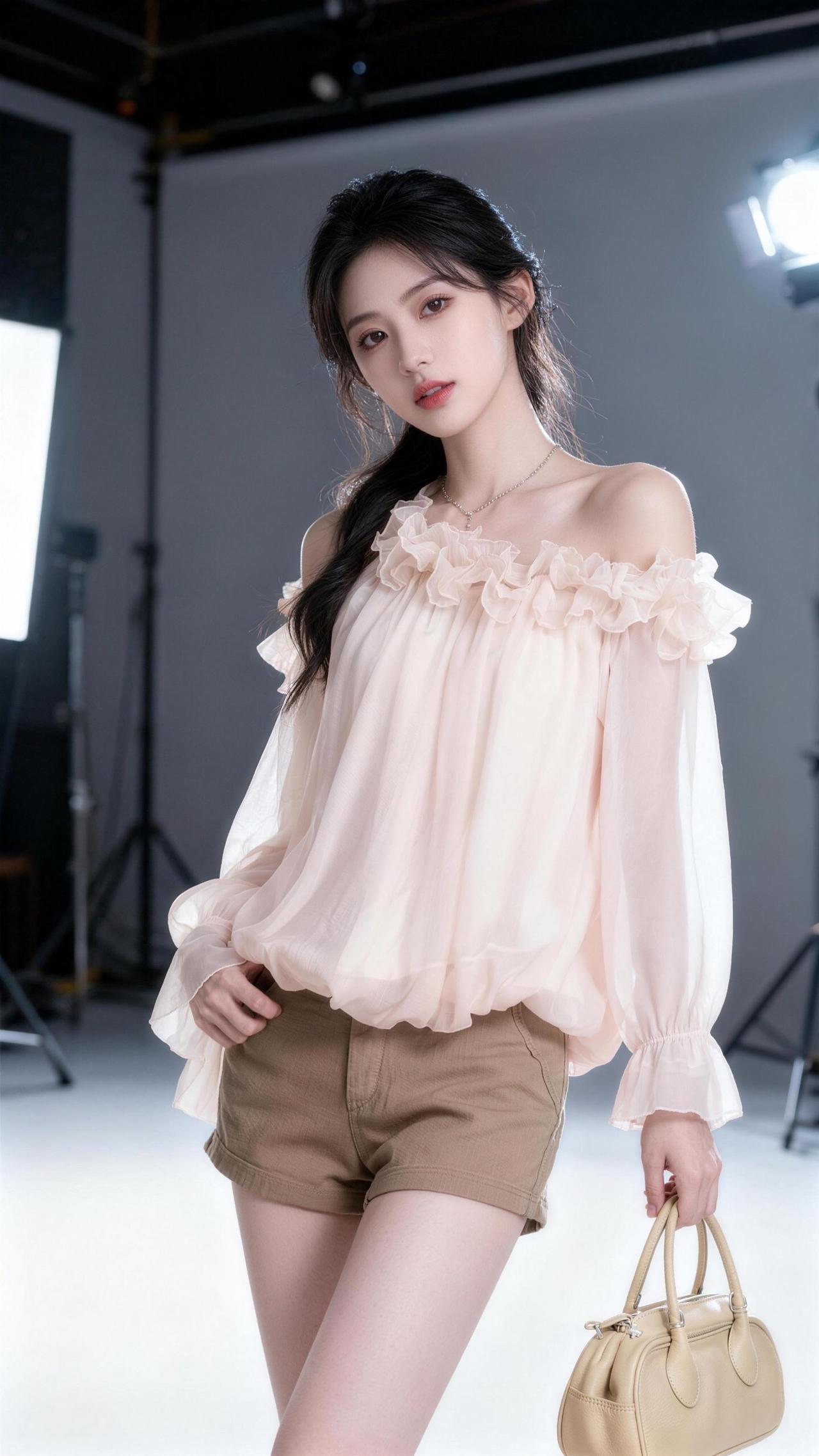 这衣服也太仙了吧～粉色上衣氛围感一字肩荷叶领上衣纯欲仙女系列温柔纯欲风穿搭